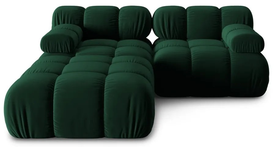 Zöld bársony sarokkanapé Bellis – Micadoni Home