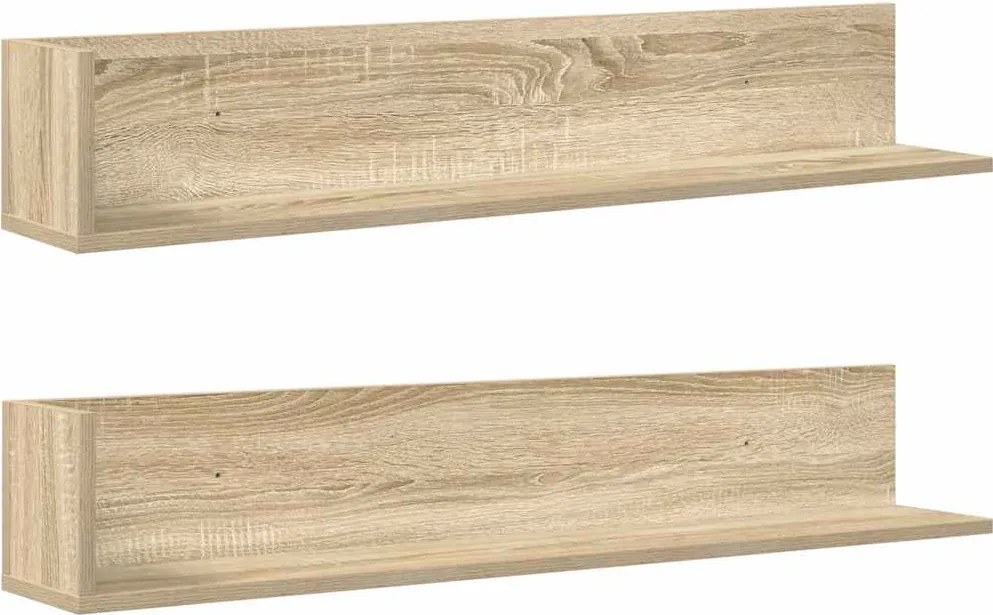 vidaXL 2 db sonoma tölgy színű szerelt fa fali polc 100x16,5x16,5 cm