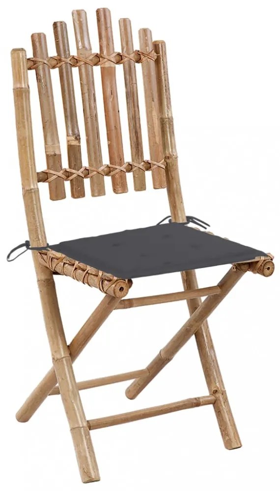 2 db összecsukható bambusz kerti szék párnával