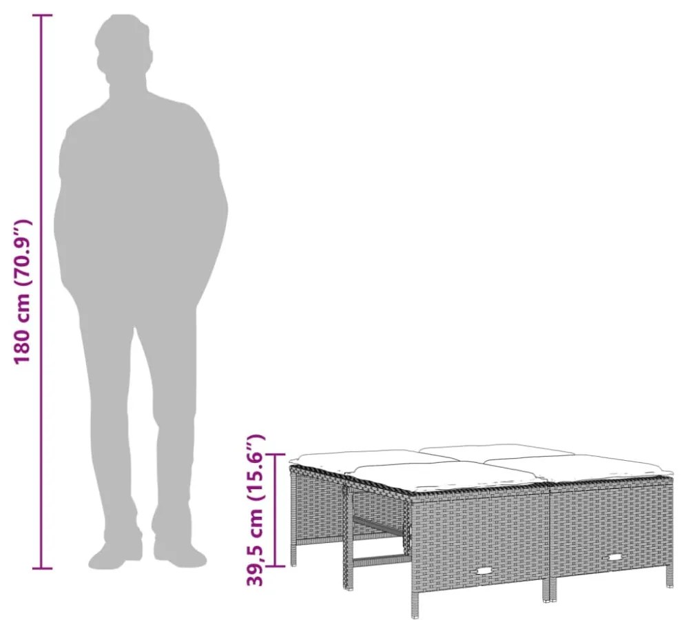 4 db világosszürke polyrattan kerti szék párnákkal