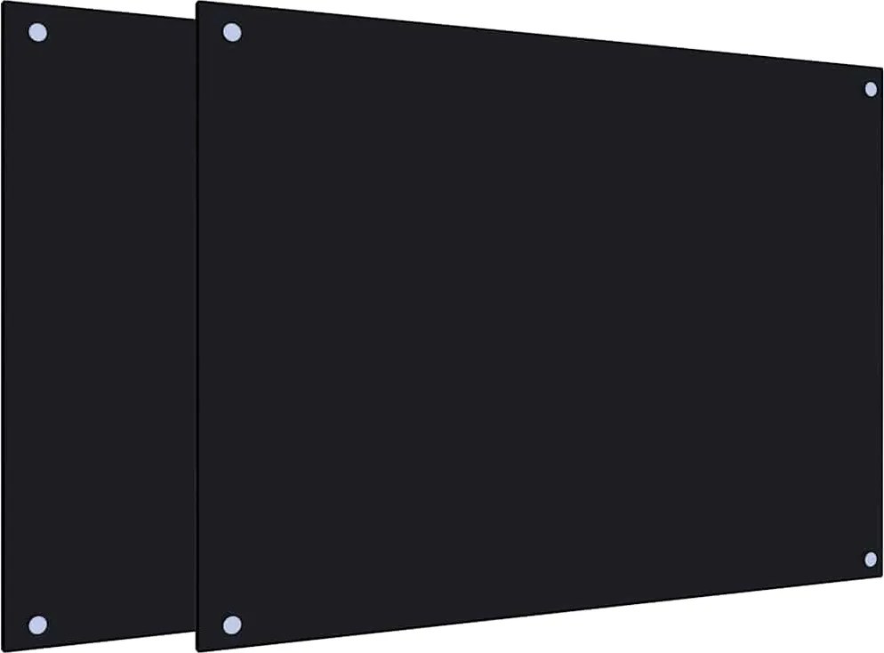 vidaXL 2 db fekete edzett üveg konyhai falburkoló 80 x 60 cm