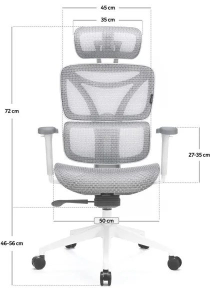 Ergonomikus irodai szék LEVANO szürke/fehér/fekete