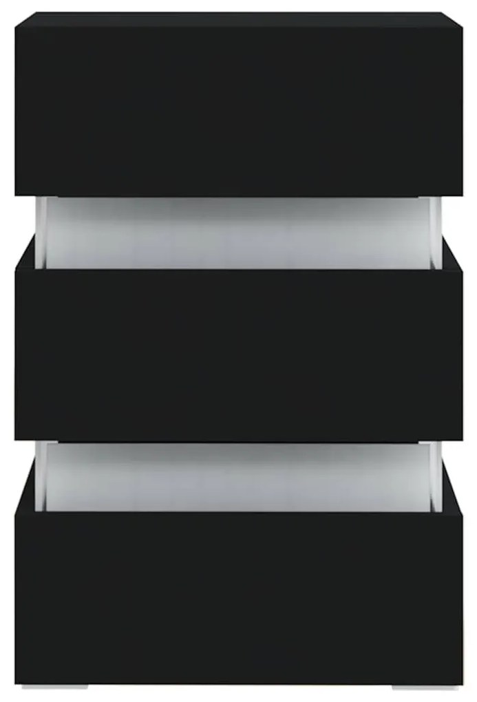 Fekete szerelt fa LED-es éjjeliszekrény 45 x 35 x 67 cm