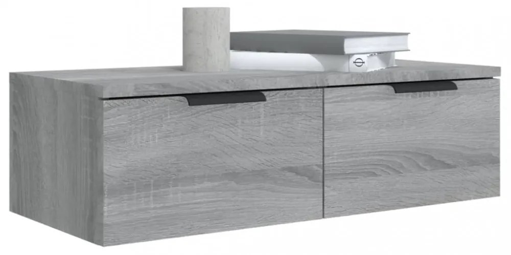 2 db szürke sonoma szerelt fa fali szekrény 68 x 30 x 20 cm