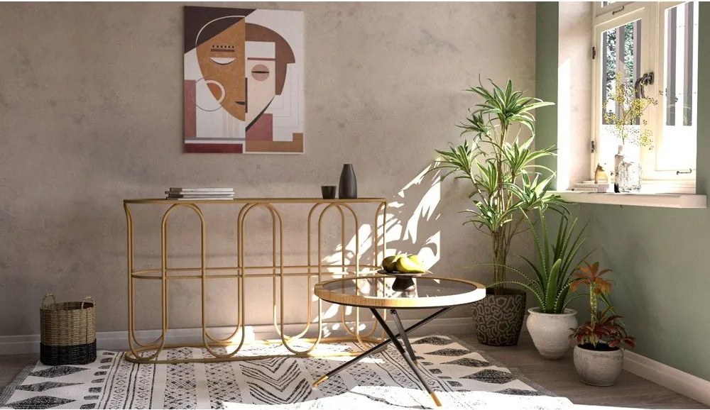 Natúr színű rattan konzolasztal 32x110 cm Samui – Mauro Ferretti