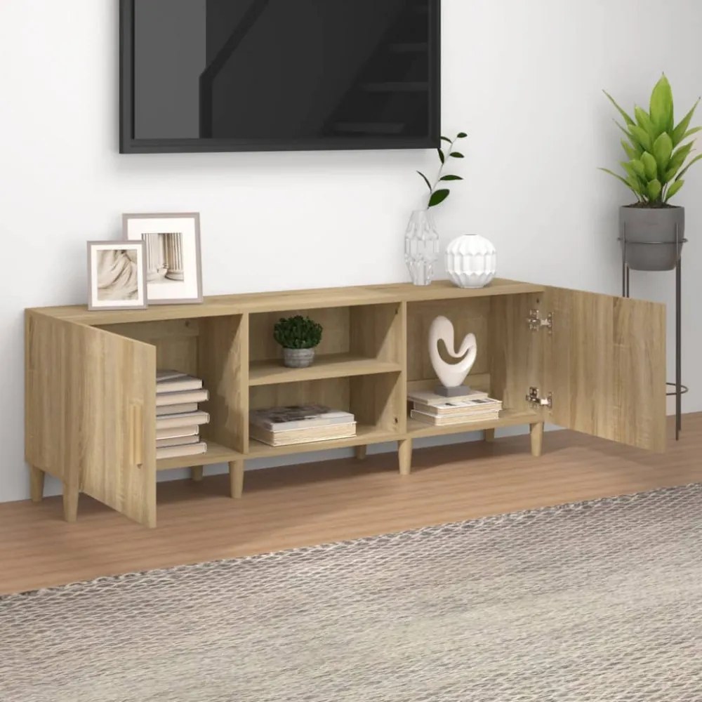 sonoma tölgy színű szerelt fa TV-szekrény 150 x 30 x 50 cm