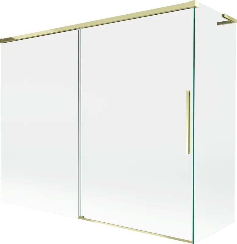 Mexen Rox L kétajtós kádparaván 190 + 80 x 150 cm, átlátszó, arany - 8C9L-190-080-50-00