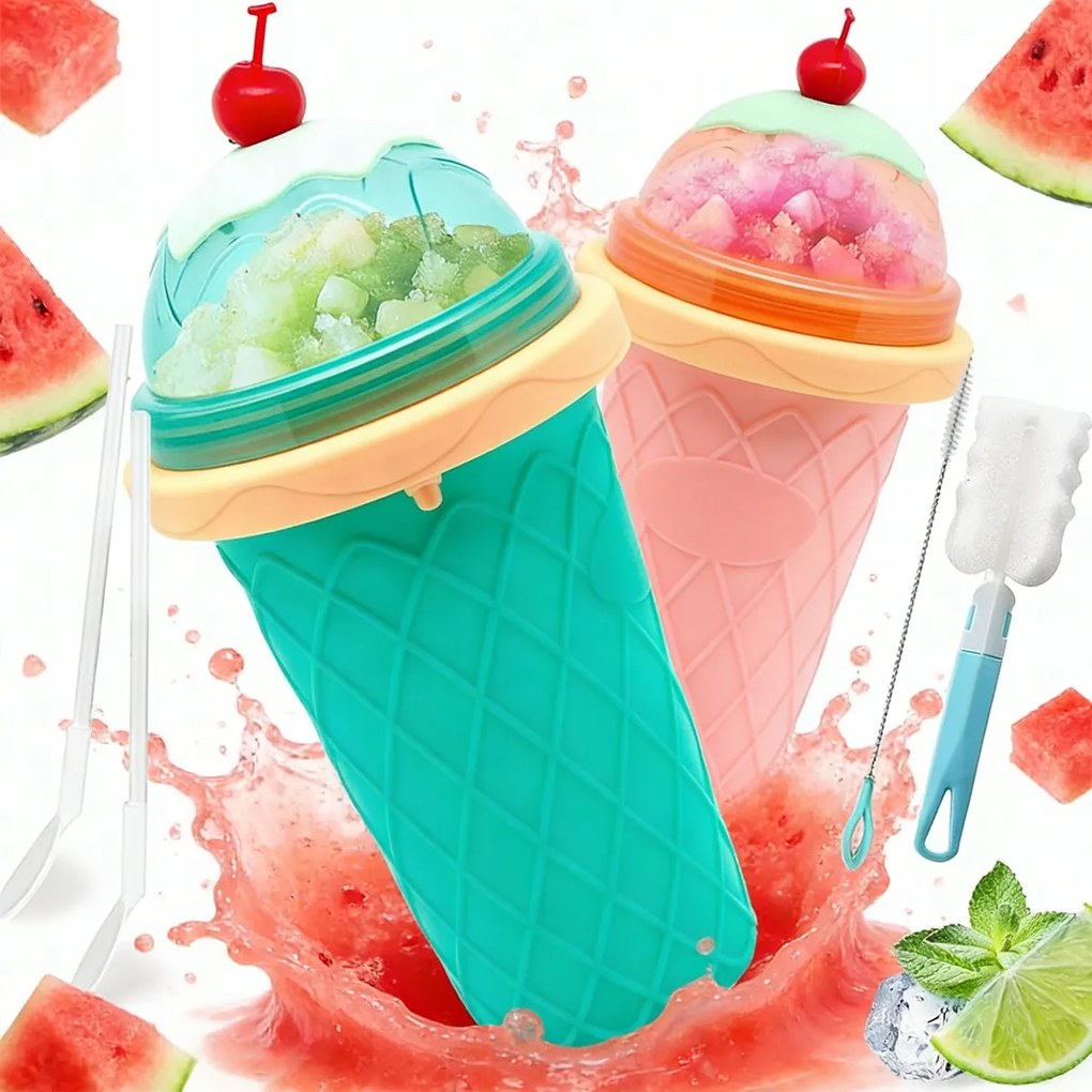 Fagylaltos Bögre Gránit Sorbet Slussz Koktélok Fagyasztott Kanál/szalma