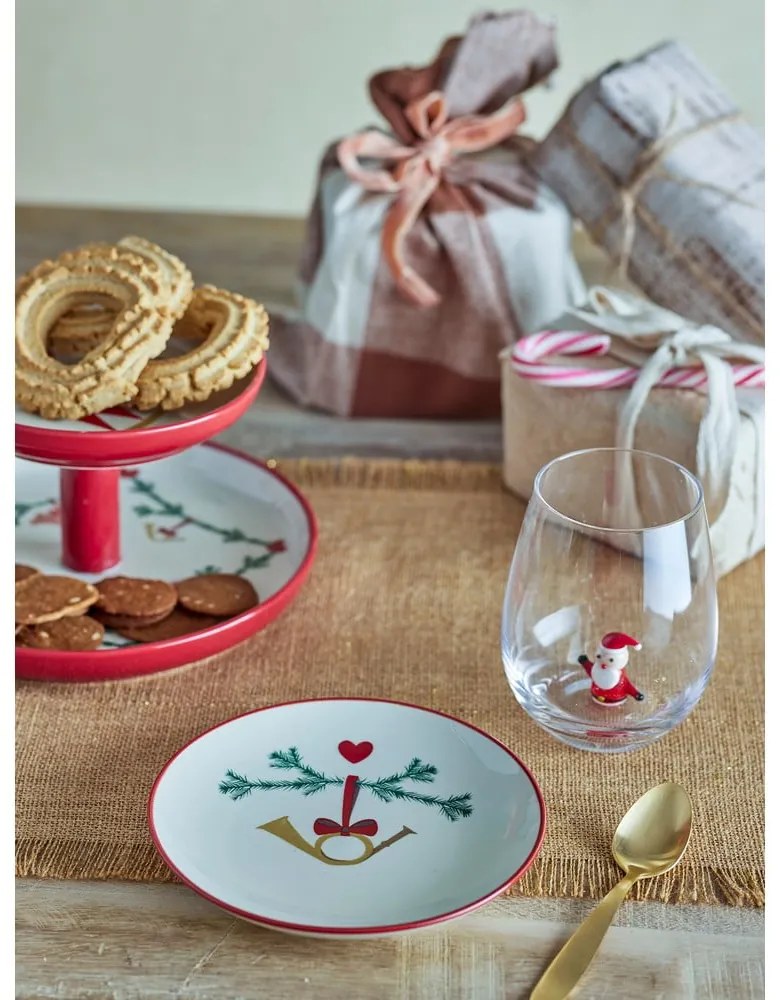 Krémszínű agyagkerámia desszertes tányér készlet karácsonyi mintával, 2 db-os, ø 16 cm Yule – Bloomingville