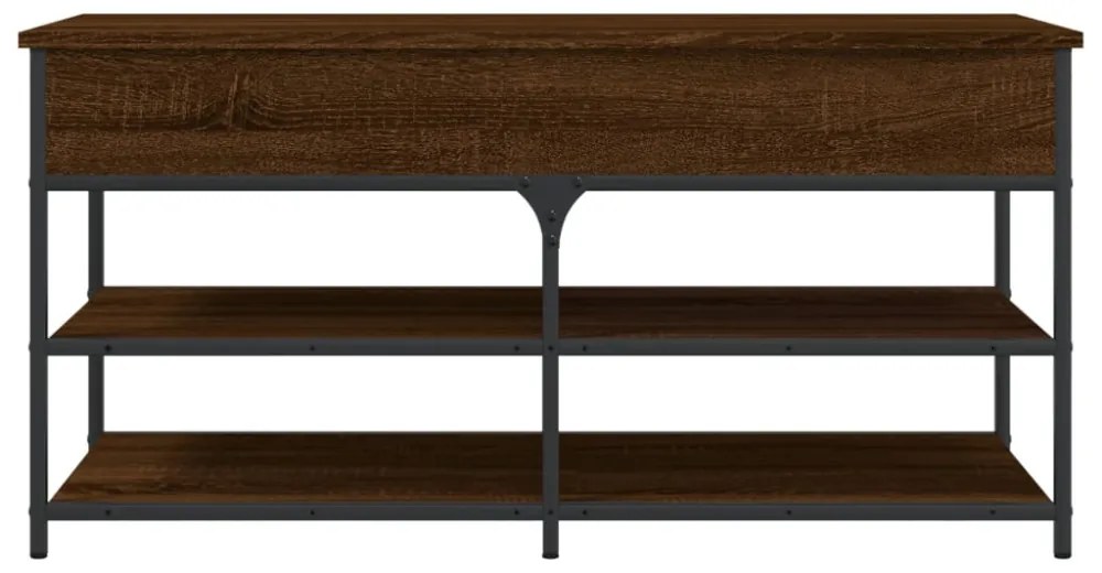 barna tölgy színű szerelt fa cipőtároló pad 100 x 42,5 x 50 cm