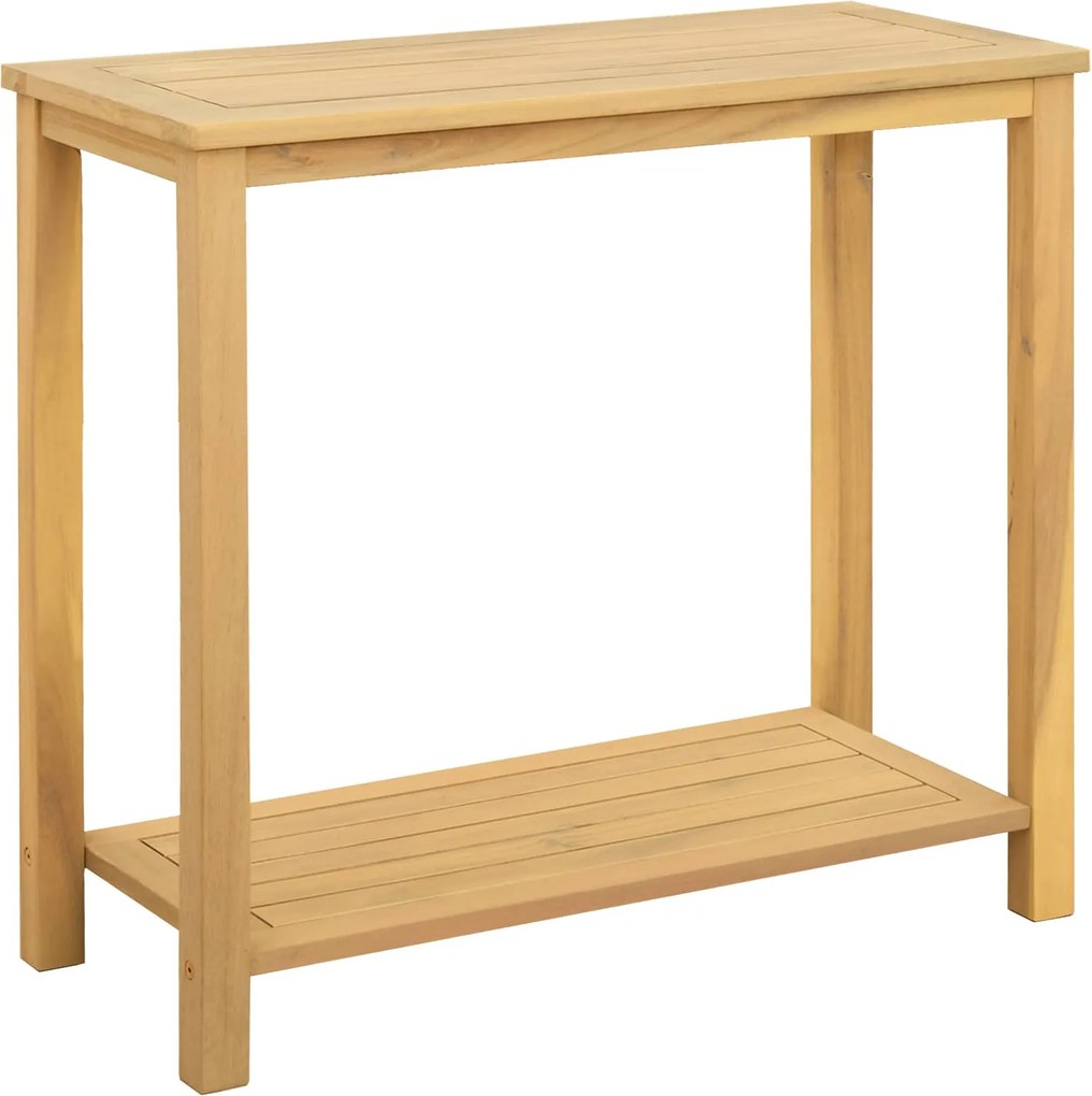 vidaXL Kert oldalsó asztal Világos akác 80 x 35 x 75 cm Tömör Akácfa