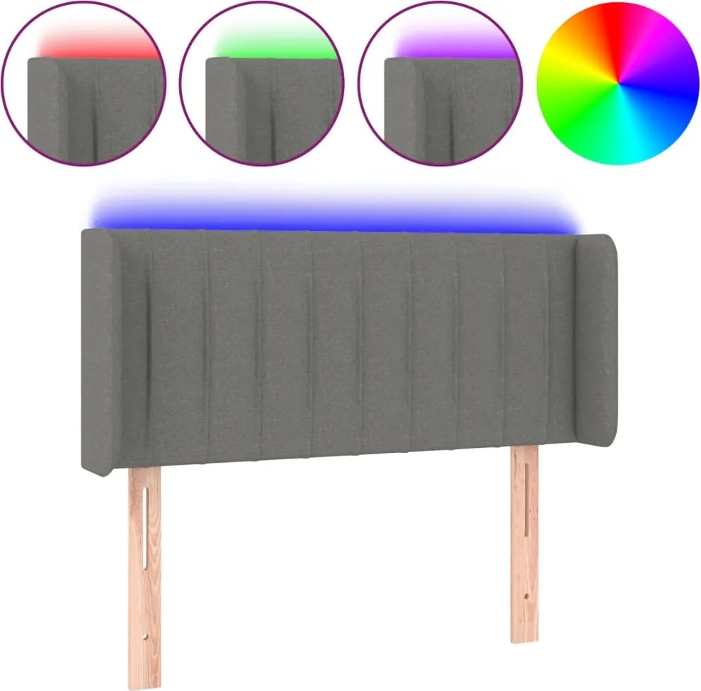 vidaXL sötétszürke szövet LED-es fejtámla 103 x 16 x 78/88 cm