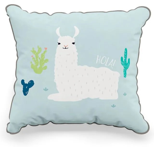 Llamas kék gyerekpárna, 45 x 50 cm - Pinio