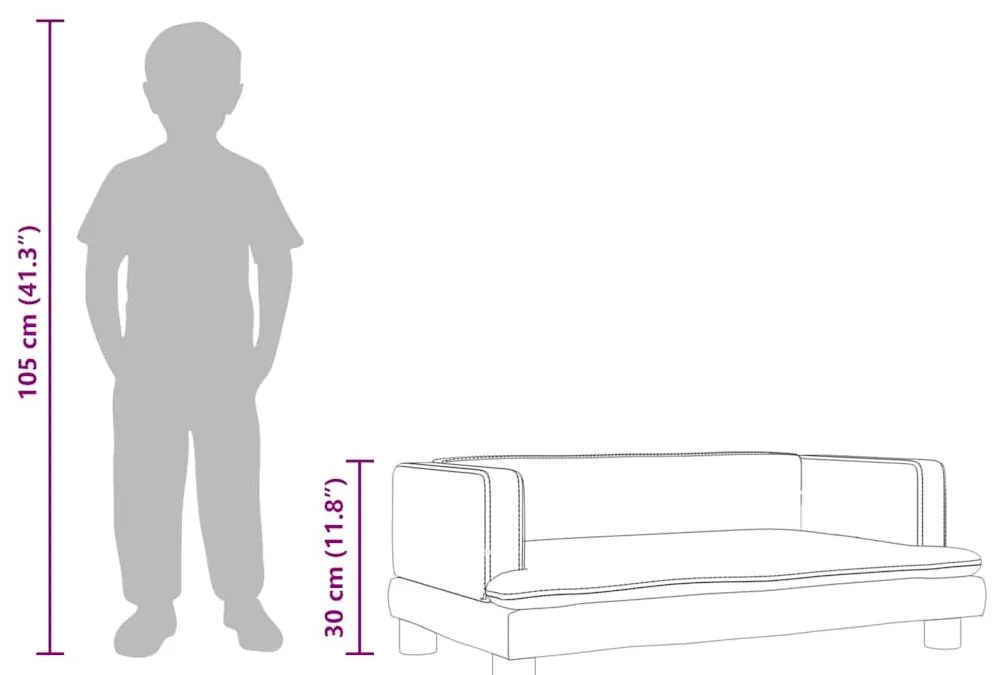 fekete bársony gyerekkanapé 80 x 45 x 30 cm