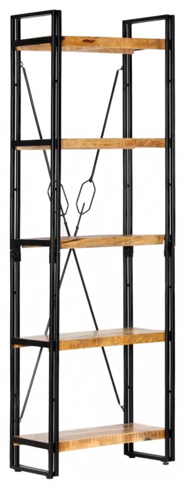 5 szintes tömör mangófa könyvespolc 60 x 30 x 180 cm