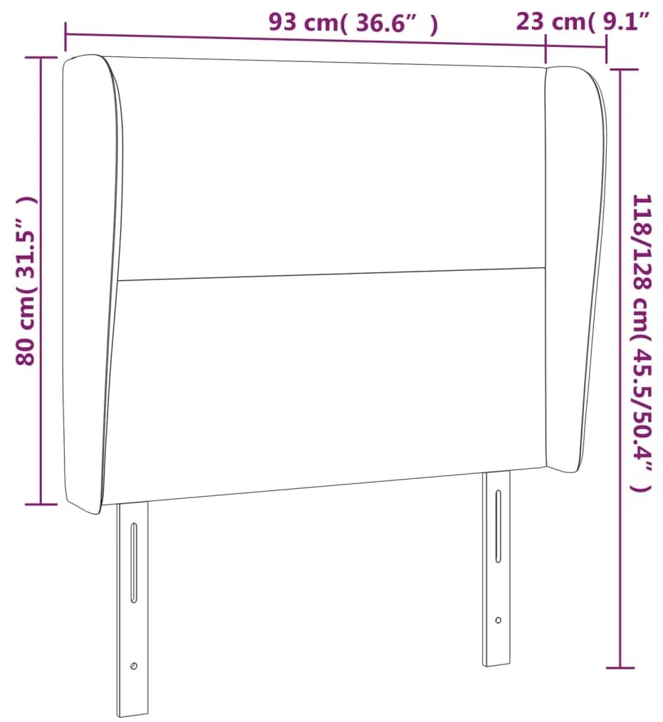 sötétbarna szövet fejtámla szárnyakkal 93 x 23 x 118/128 cm