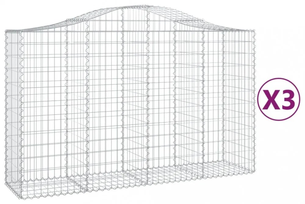 3 db íves horganyzott vas gabion kosár 200x50x120/140 cm