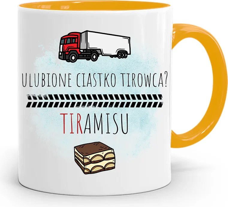 Kamionsofőrnek Tira Sárga Ajándék Bögre fényképes nyomattal