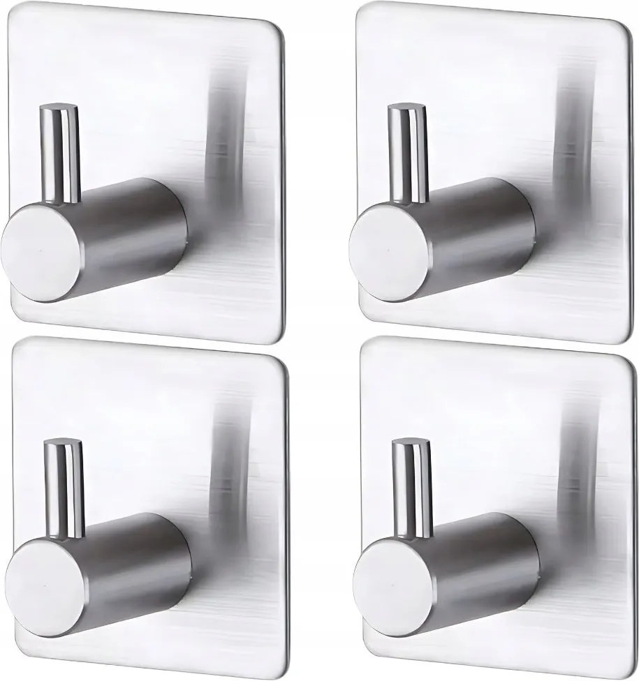 4 x Akasztók Öntapadós Akasztók Fürdőszobai Fogantyúk Fém 4db Ezüst