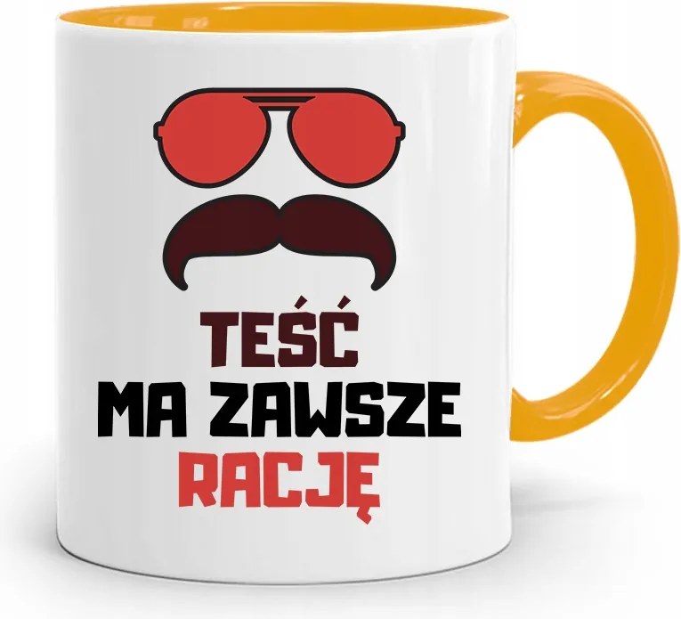 Sárga Bögre Apósnak Az Apósnak Mindig Igaza Van! fényképes nyomattal