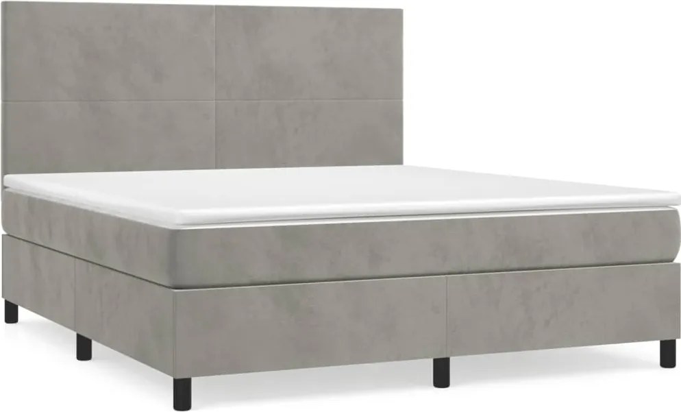 vidaXL világosszürke bársony rugós ágy matraccal 160x200 cm