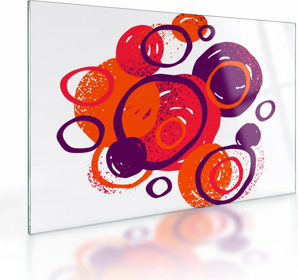 Kép - Motívum körökkel meleg színekben (üvegen) (70x50 cm)