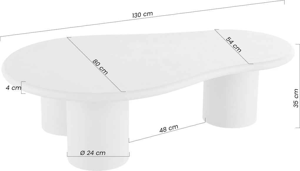 Gisela nappali dohányzóasztal 130 cm - világosszürke