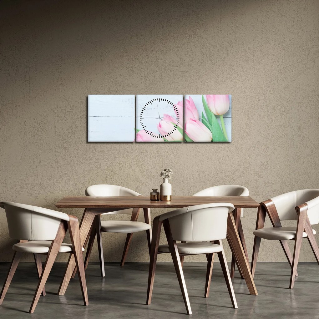 Kép - tulipán csokor (órával) (90x30 cm)