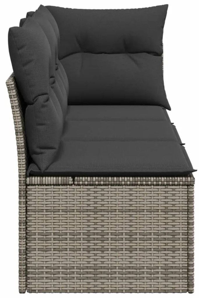 3 személyes szürke polyrattan kerti kanapé párnával