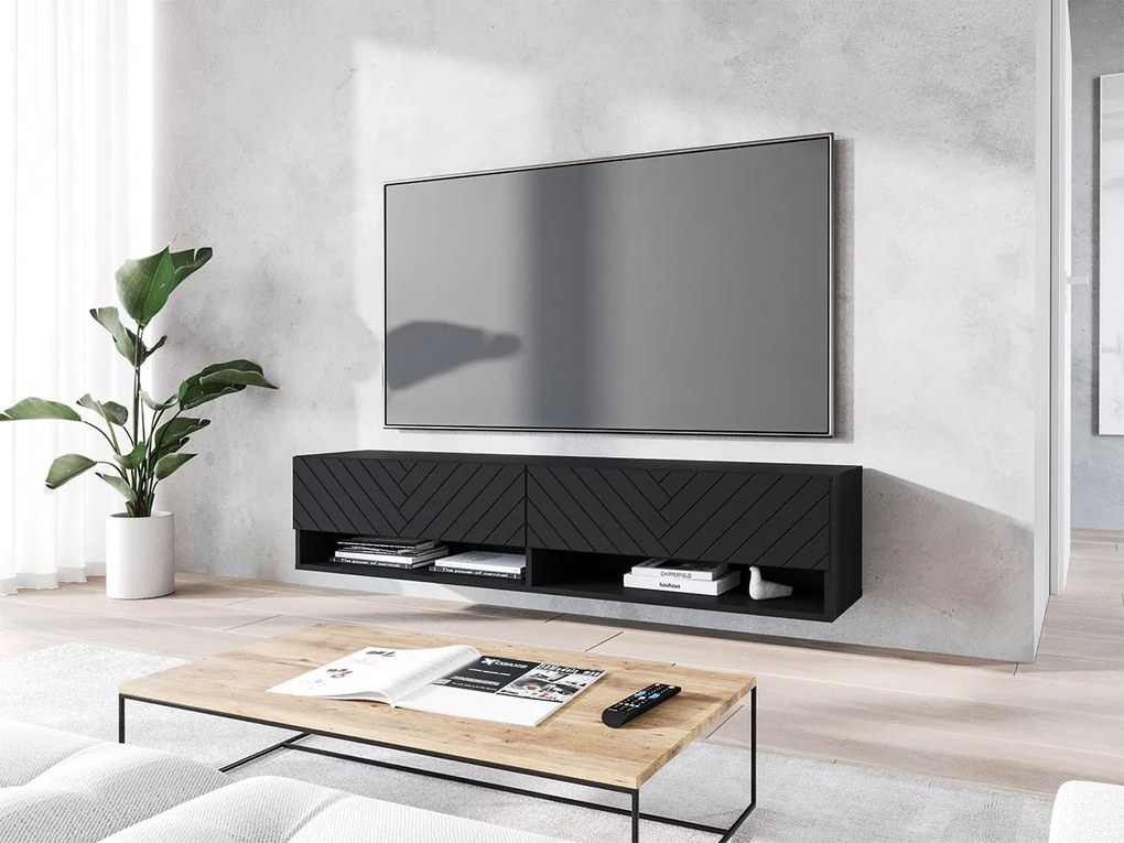 Függesztett TV szekrény Adenuk 140 MDF (fekete grafit + halcsont fekete) . 1106322