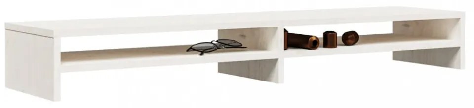 fehér tömör fenyőfa monitorállvány 100 x 24 x 13 cm