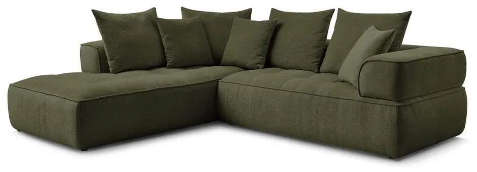 Zöld zsenília sarokkanapé (bal oldali-L alakú) Whesley – Bobochic Paris