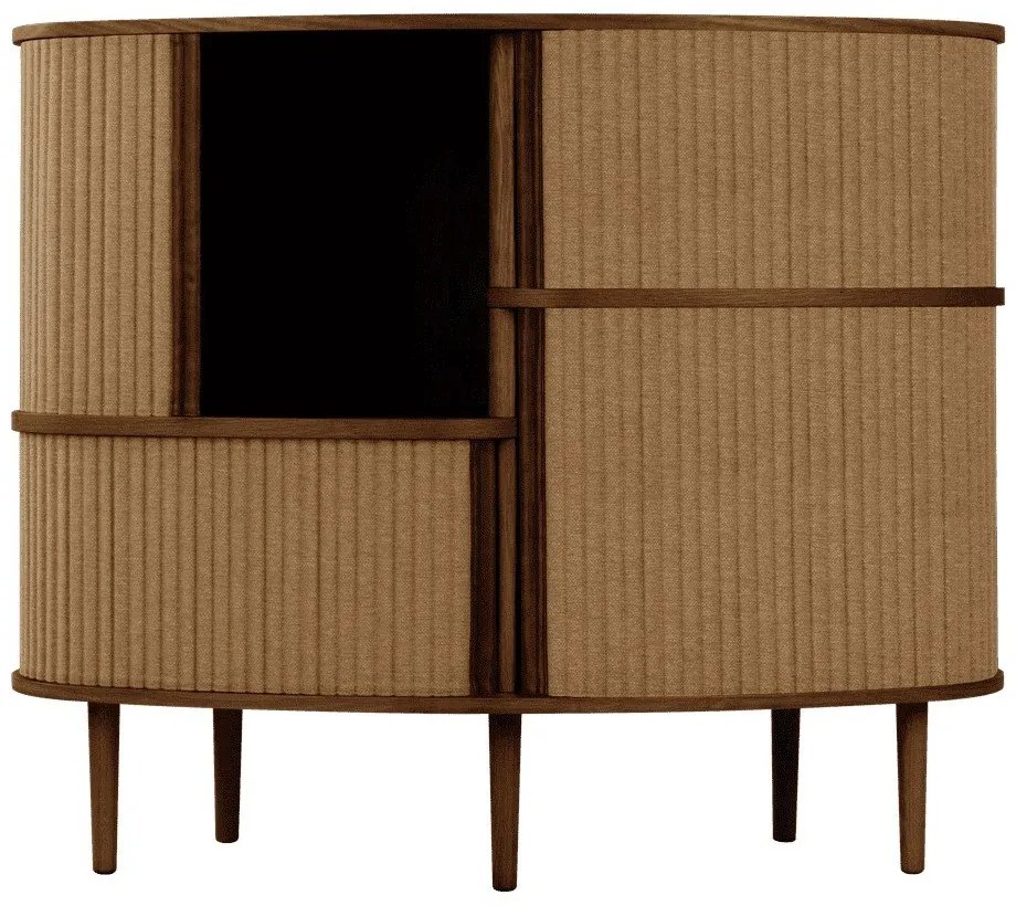 Barna-világosbarna szekrény tolóajtóval, tölgyfa dekorral 120x100x50 cm Audacious – UMAGE