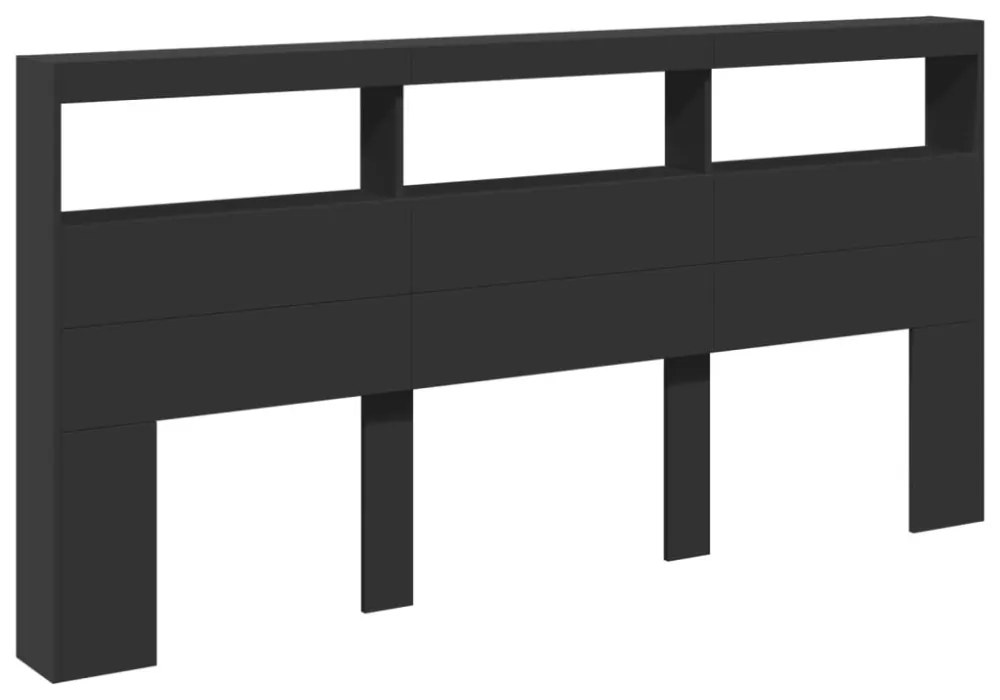 fekete áthidalószekrény LED-világítással 200 x 17 x 102 cm