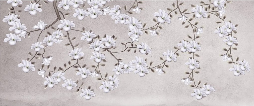 Kép - Virágok egy szürke tájon (120x50 cm)