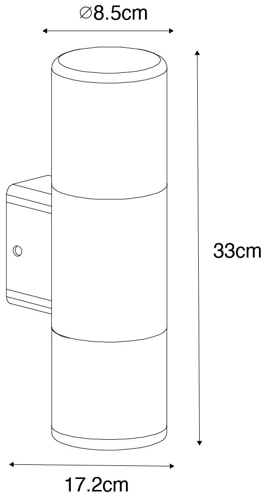 Modern kültéri fali lámpa fekete 2 lámpás IP44 - Odense