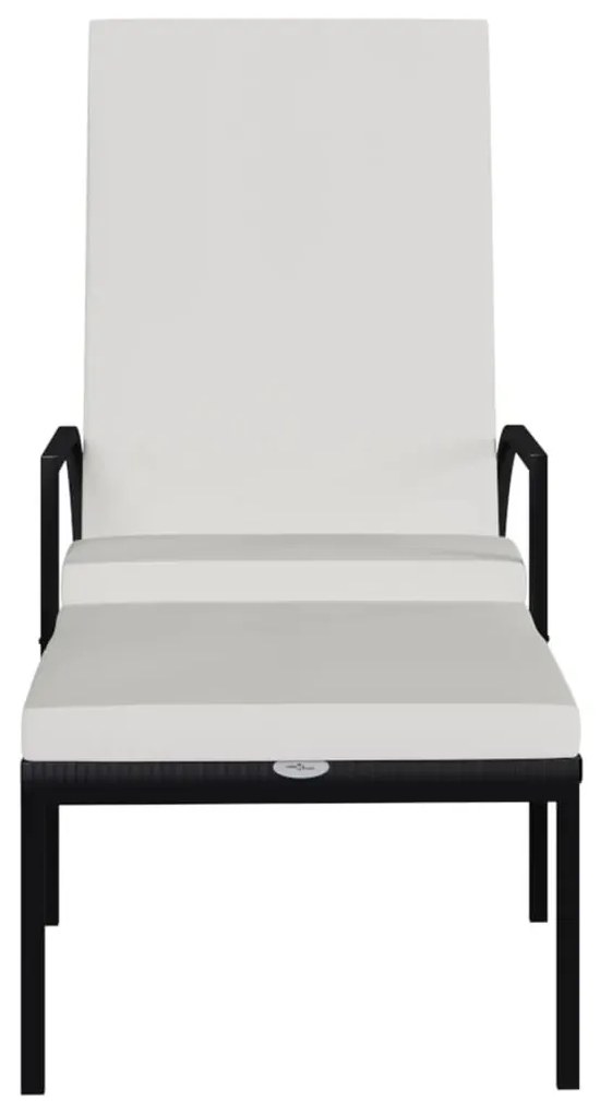 2 db fekete polyrattan napozóágy lábtartóval