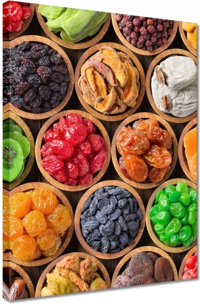 Vászonkép 30x40 Aszalt gyümölcsök tálakban
