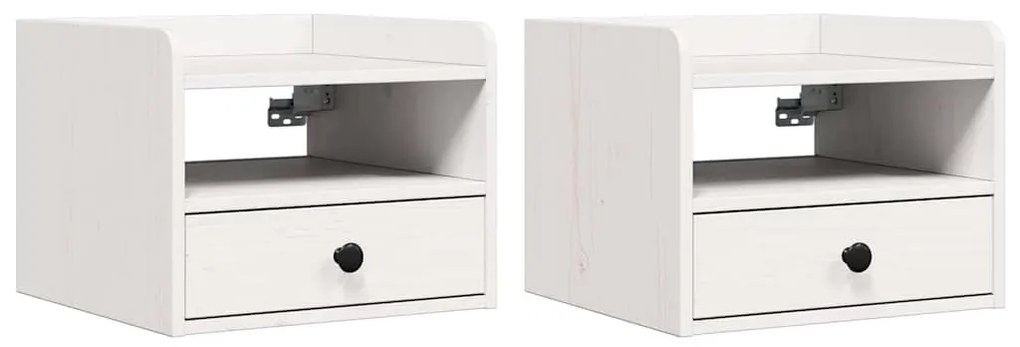Éjjeli asztal 2 pcs Fehér 38 x 36 x 29.5 cm Tömör fenyőfa