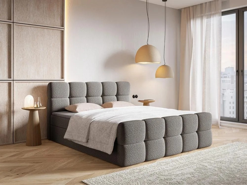 Kontinentális franciaágy 160 cm Cirsten 160C (ágyráccsal és matraccal) (tárolóhellyel) (szürke). Akció -15%. 1100159
