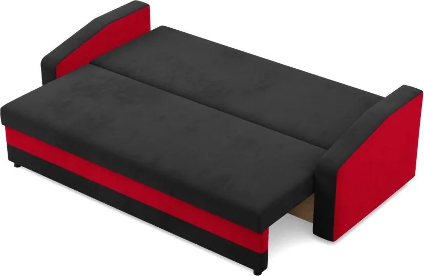 Hewlet kanapéágy, szövet anyag, hab töltet, fekete - piros