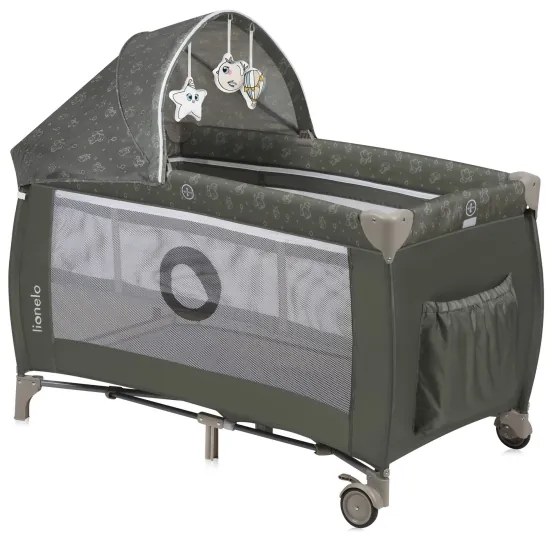 Lionelo - SVEN PLUS utazóágy, bézs/olíva