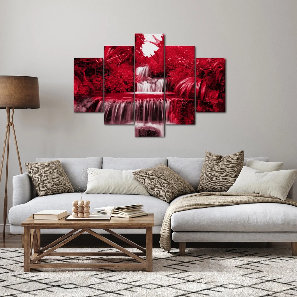 Kép - Indonéziai vízesések piros színben (150x105 cm)