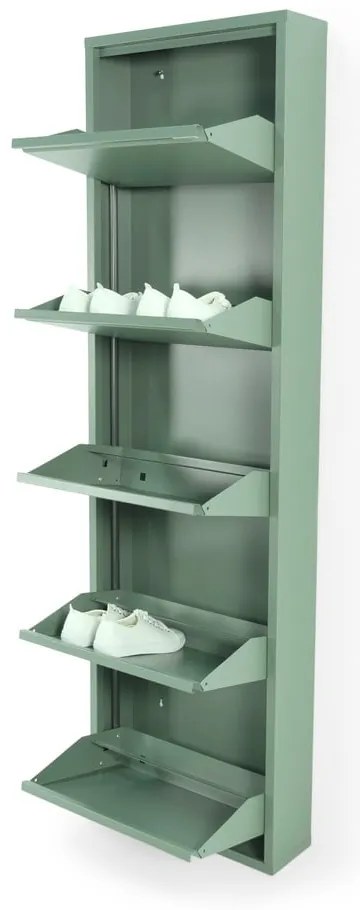 Szürkészöld fém billenő ajtós cipőtartó 50x169x15 cm Billy – Spinder Design