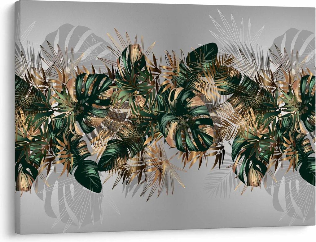 Kép - Gold-green, trópusi levelek (70x50 cm)