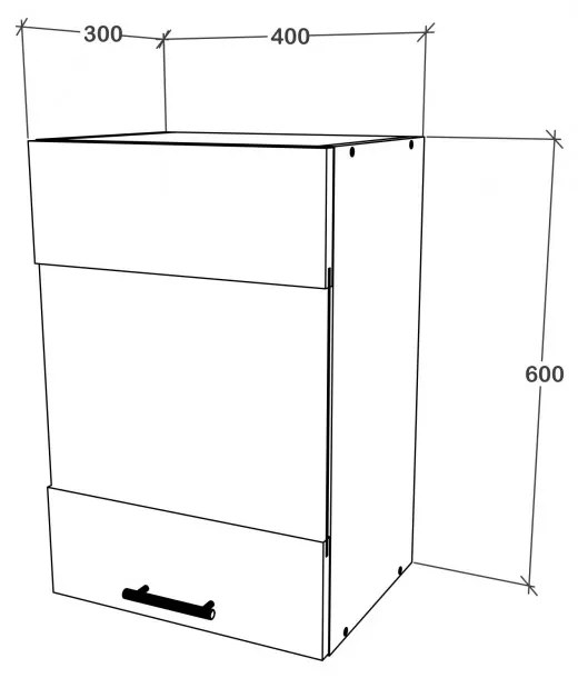 Benita 1 ajtós Üveges Felső konyhaszekrény Sonoma Tölgy-Fehér 40x30x60 cm N