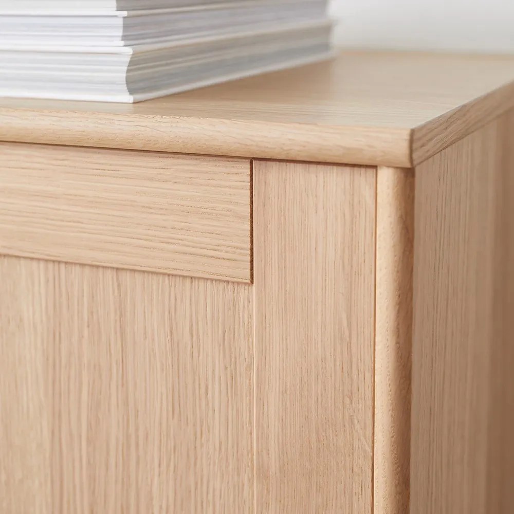 Fali tálalószekrény világítással és komód szett tölgyfa dekorral 133x136 cm Mistral - Hammel Furniture