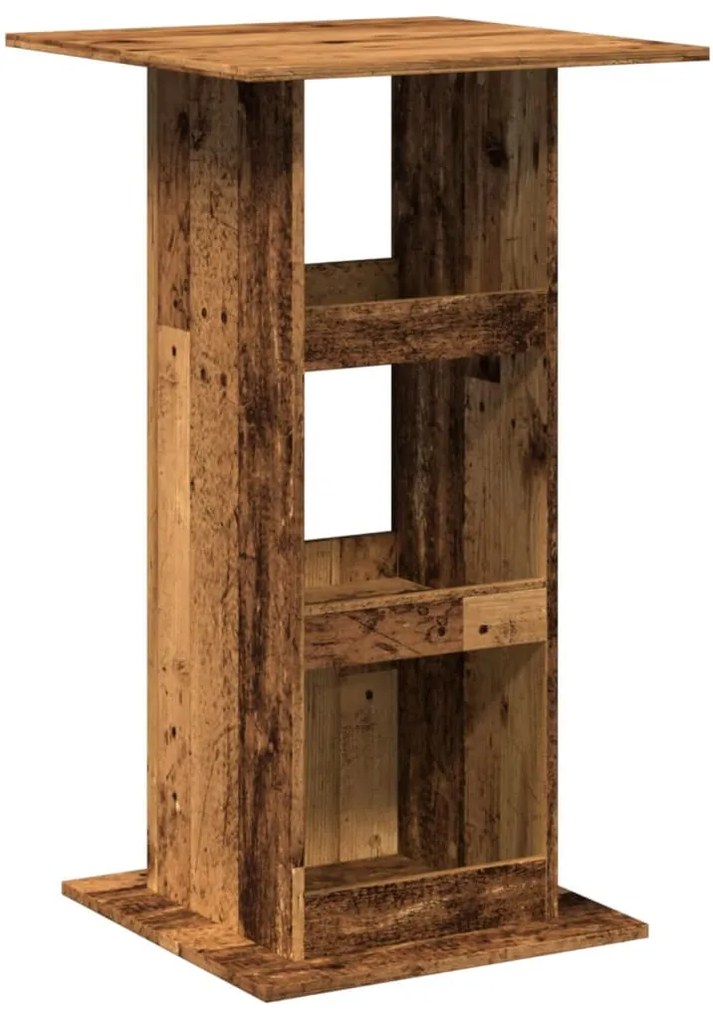 antik fa színű szerelt fa bárasztal tárolóval 60 x 60 x 102 cm