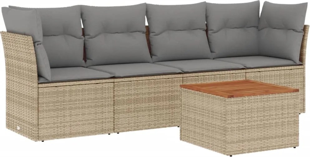 vidaXL 5 részes vegyes bézs polyrattan kerti ülőgarnitúra párnákkal
