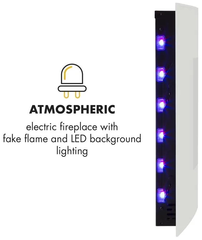 Lausanne, elektromos kandalló, 2000 W, LED lángok, távirányító, fehér